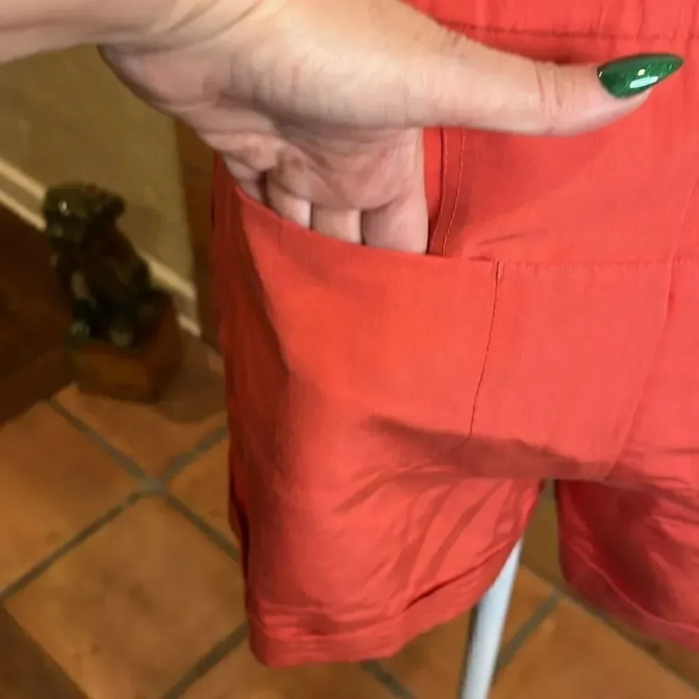 Tory Burch Coral Cotton/Silk Mini Pleated Shorts, 6!